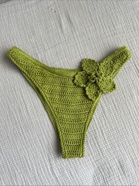 Meshki Crochet Bikini Bottom — Green, S